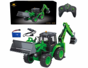 Dálkové ovládání Rýpadlo-nakladač RC Světla Zvuk Zelená Huina 1:14