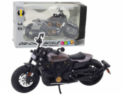 LeanToys Chopper Motorka Kovová světla Zvuky Černá Šedá Prvky 1:12