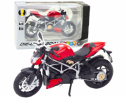 LeanToys Sportovní motocykl Kovová světla Zvuky Stříbrné prvky Červená 1:12