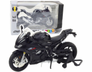 LeanToys Sportovní motocykl Kovová světla Zvuky Černá S1000 1:12