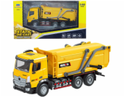 HUINA Pojízdný kovový popelářský vůz žlutá 1:50