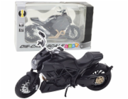 LeanToys Sportovní motocykl Kovová světla Zvuky Zlaté prvky Černá 1:12