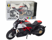 LeanToys Sportovní motocykl Kovová světla Zvuky Zlaté Červené Prvky 1:12