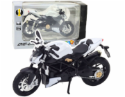 LeanToys Sportovní motocykl Kovová světla Zvuky Bílá 1:12