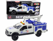 LeanToys Servisní vůz s jeřábem, světla, zvuky, bílá 1:12