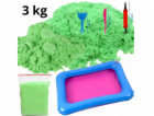 NoName Kinetický písek s formičkami 3 kg zelený