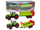 LeanToys Traktor s přívěsem, třecí pohon, otevírací kapot...