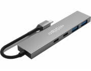 Delock Úložiště Origin, 4portový hub Origin – 2x USB 3.2 a 2x USB-C Gen1, drátový, USB 3.2 Gen 1 (3.1 Gen 1) typu A + typu C, šedý