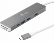 j5create Dokovací stanice/replikátor JCD390-N Kabelová USB 3.2 Gen 2 (3.1 Gen 2) Type-C Stříbrná, Bílá