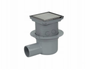 WINKIEL Nastavitelný vtok odpadních vod Alfaspot s bočním výpustem, průměr 50 mm, s límcem, nerezovým rámem a oboustrannou mřížkou 100x100 mm 2857