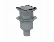 WINKIEL Nastavitelný vtok odpadní vody Alfaspot s rovným výtokem fi 50 mm s límcem s nerezovým rámem a oboustrannou mřížkou 100x100 mm 2858