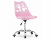 Leobert Otočné křeslo z ekokůže s růžovou potiskovou barvou a chromovanou podnoží