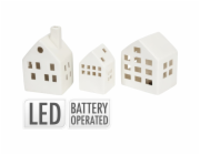 Dekorace keramické svítící domky sada 3 ks KO-DD1000520