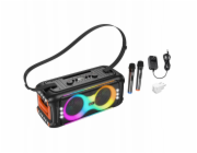 Hoco Karaoke sada bezdrátový reproduktor + 2 x bezdrátový mikrofon LED 60W HA9 černá