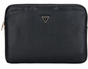 Guess Kabelka Sleeve 14 Grained Zip Pocket Triangle Logo černá