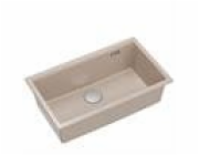 GraniteQ LOGAN 110 dřez perleťově béžový 76x45x23,5 cm 1 dřez závěsný s manuálním sifonem nerezová ocel