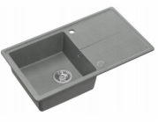 GraniteQ TONY 111 dřez ze stříbrné granitu (šedý) 1 dřez s/bez (78x45x18,5), se sifonem a nerezovým uzávěrem