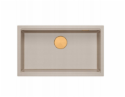 GraniteQ LOGAN 110 dřez perleťově béžový 76x45x23,5 cm 1 dřez závěsný s manuálním sifonem měděný