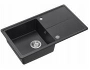 GraniteQ TONY 111 černý tečkovaný žulový dřez (černý) 1 dřez s/bez (78x45x18,5), se sifonem a nerezovým uzávěrem