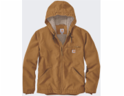 Carhartt Hnědá bunda Washed Duck s podšívkou z šerpy