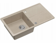 GraniteQ TONY 111 žulový dřez říční písek (béžový) 1 dřez s/bez (78x45x18,5), se sifonem a nerezovým uzávěrem
