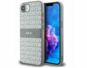 DKNY Pouzdro Repeat Texture Pattern with Tonal Stripe pro iPhone 16e béžové