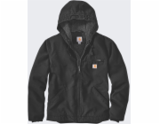 Carhartt Černá bunda Washed Duck s podšívkou z šerpy