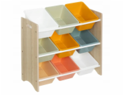 Atmosphera Police s krabicemi na hračky, 9 barevných krabic, 60 x 29,5 x 66 cm