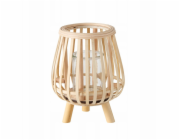 Boltze Bambusový svícen se skleněnou vložkou TORLA, 23 cm