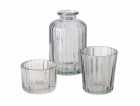 Boltze Sada skleněných dekorací TOLKA, svícny a váza, 10 cm