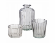 Boltze Sada skleněných dekorací TOLKA, svícny a váza, 10 cm