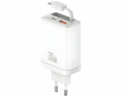 Usams Nabíječka Xiang řady CC296 30W do zásuvky 1x USB-C 1x USB-A + kabel USB-C bílá