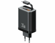 Usams Nabíječka Xiang řady CC296 30W do zásuvky 1x USB-C 1x USB-A + kabel USB-C černá