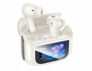 Hoco Bezdrátová Bluetooth sluchátka s dotykovou obrazovkou TWS ANC + ENC EQ21 bílá