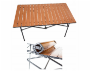 Tristar Skládací kempingový stůl PLATINET, srolovatelná deska, 93x54x50 cm, dřevěná barva, černé nohy [45963]