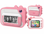 Atmosphera Digitální fotoaparát s okamžitým tiskem 20MP 1080p videokamera + MP3 tiskárna, tisk fotografií / P80 růžová
