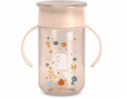 MyBaby SUAVINEX - 402790-TRÉNINKOVÝ HRNEK 360* 340ML/BEZ VYLITÍ/12M+/RŮŽOVÝ/ŘÍŠE DIVŮ