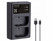 Kf Duální USB nabíječka pro LP-e6 N NH Canon Eos R5 R6 R 5d 90d 6d 7d 80d K&f / 8.0007