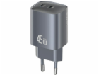 Usams Nabíječka CC305 T66 45W GaN 2xUSB-C, černá
