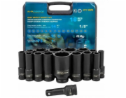 JCB Sada hlubokých rázových objímek 1/2" 16 dílů. (6stranný) (10–32 mm) (36 mm 12stranný)