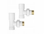 Invena Připojovací sada k radiátoru CZ-31-K15-S, přívodní + uzavírací ventil, rohová, bílá.