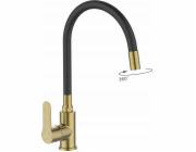 Invena Dřezová baterie KSANTI PLUS s otočným výtokem o 360 stupňů, barva leštěného zlata.