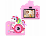 Xrec Digitální fotoaparát 40mp HD fotoaparát s objektivem pro selfie pro děti, MP3 hry / H05 / Růžový jednorožec