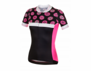 RH+ Dámský cyklistický dres zeroPreppy W ČERNÁ/NEFLUO RŮŽOVÁ/BÍLÁ - L