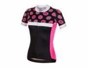 RH+ Dámský cyklistický dres zeroPreppy W ČERNÁ/NEFLUO RŮŽOVÁ/BÍLÁ - L