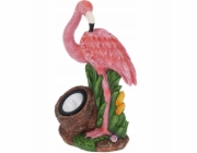 ProGarden Zahradní figurka plameňáka s reflektorem, 24 x 24 x 10,5 cm