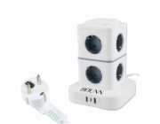 Bounn Přepěťová ochrana prodlužovací kabel, 11 zásuvek, 3xUSB, 1,5 m