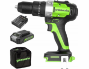 Greenworks 24V vrtačka-šroubovák GD24DD60K2 sada nabíječka + 2Ah baterie + měkké pouzdro