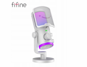 Fifine Studiový kondenzátorový mikrofon AM6W s RGB potlačením šumu