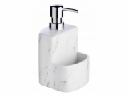 Wenko Dávkovač tekutého mýdla FESTIVAL s houbovou nádobou, keramika s mramorovou strukturou, 380 ml, WENKO